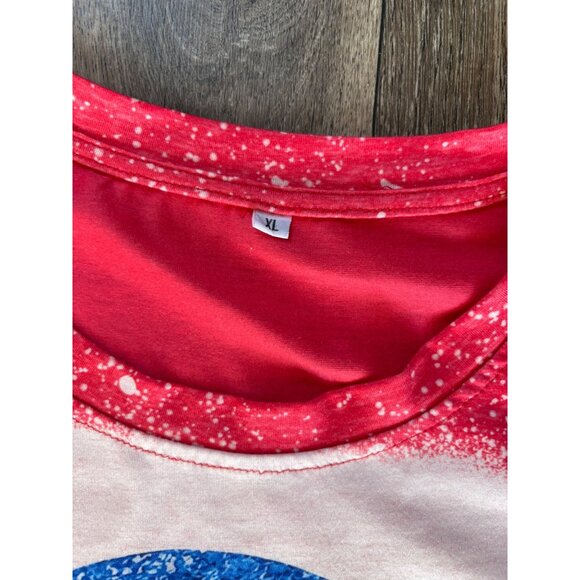 PATRIOTIC AMERICA SHIRT PULLOVER SHORT SLEEVE FIREWORKS USA FLAG WOMENS XL - Picture 4 of 7